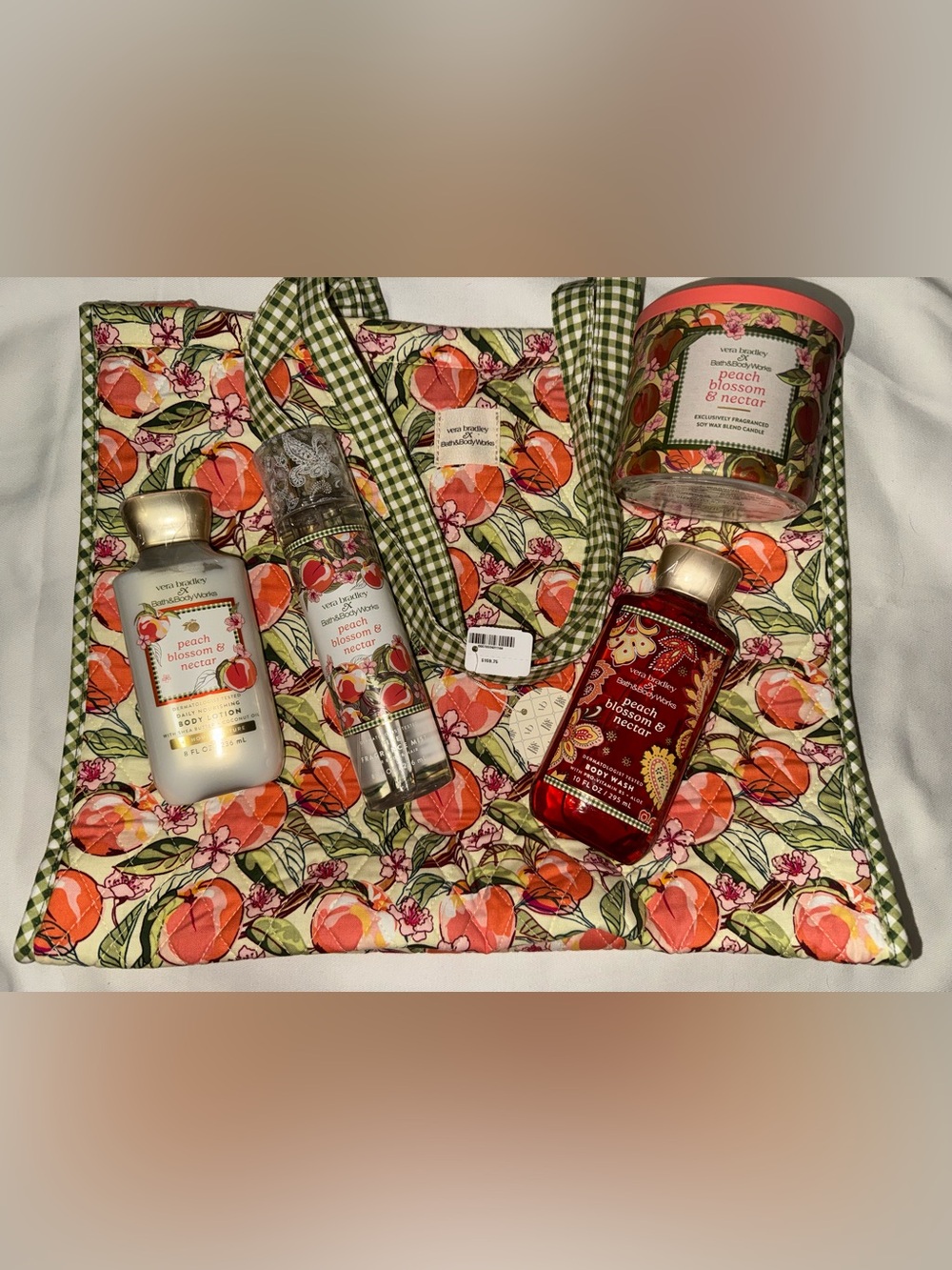 Vera Bradley x Bath & Body Works Peach Blossom & Nectar Gift Set Tote included - Picture 2 of 8